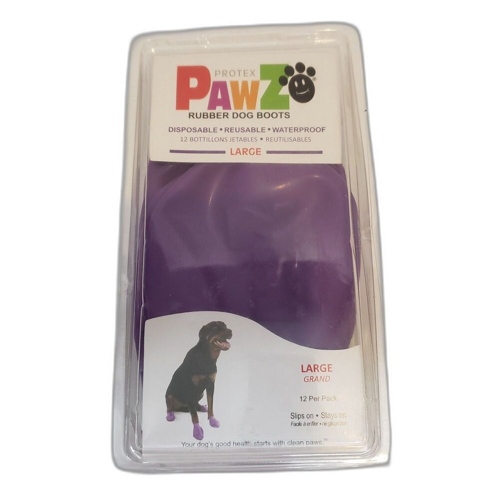 Protex Pawz Rubber Dog Boots Purple Size Large Partial Package One Set